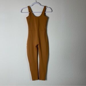 Girlfriend collective brown scoop unitard one piece XS